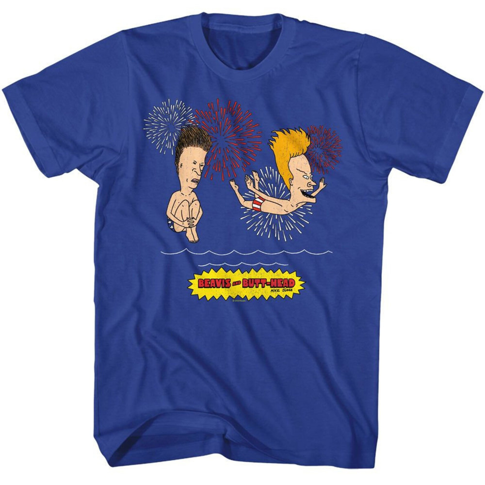 Beavis And Butt-Head Firework Swim Royal T-Shirt